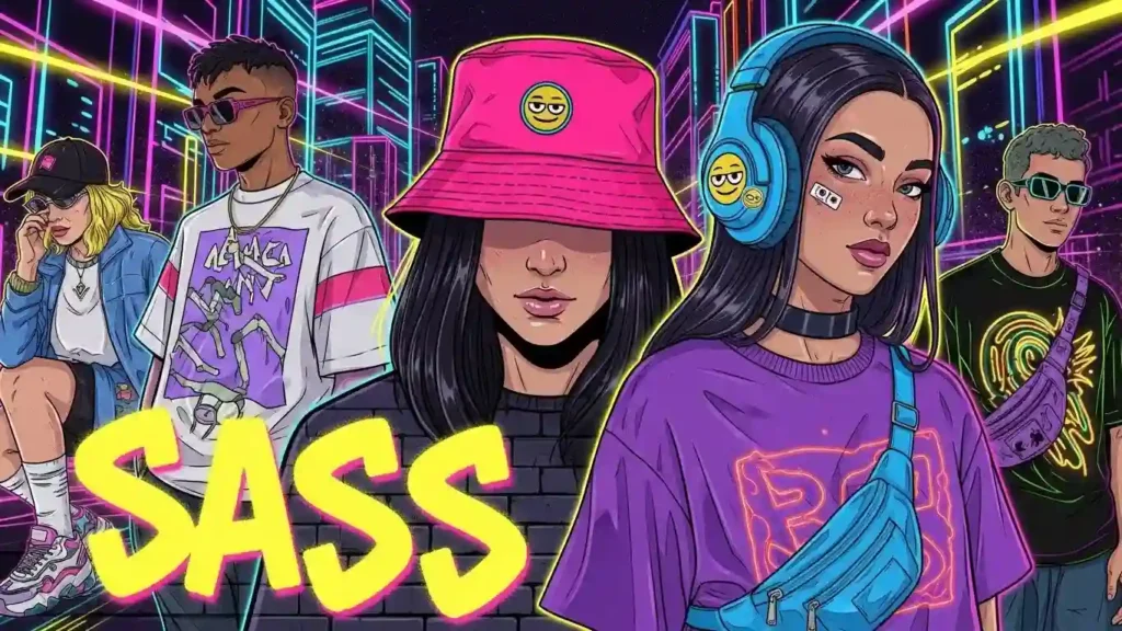 Gen Z style illustration representing the sassy meaning of the rolling eyes emoji.